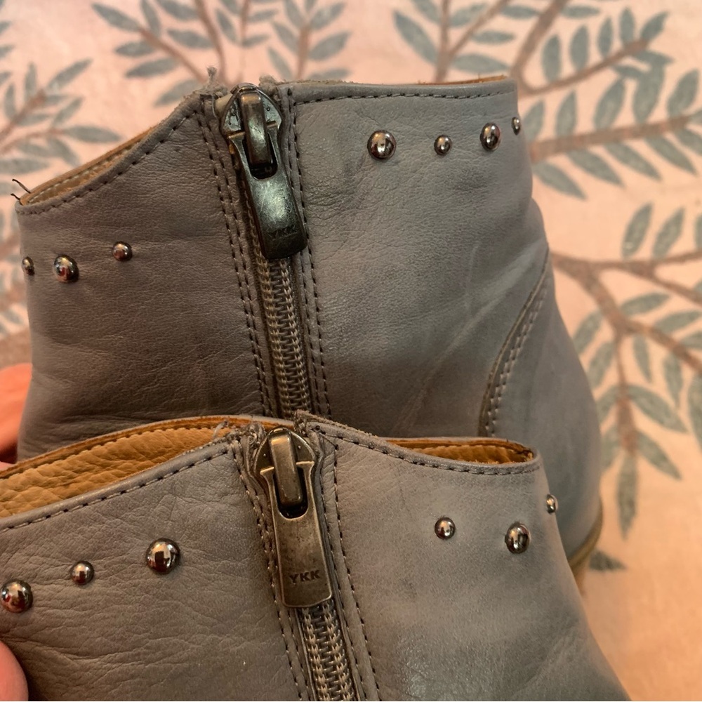 Spring Step Gray Studded Leather Ankle Boots - Picture 10 of 10